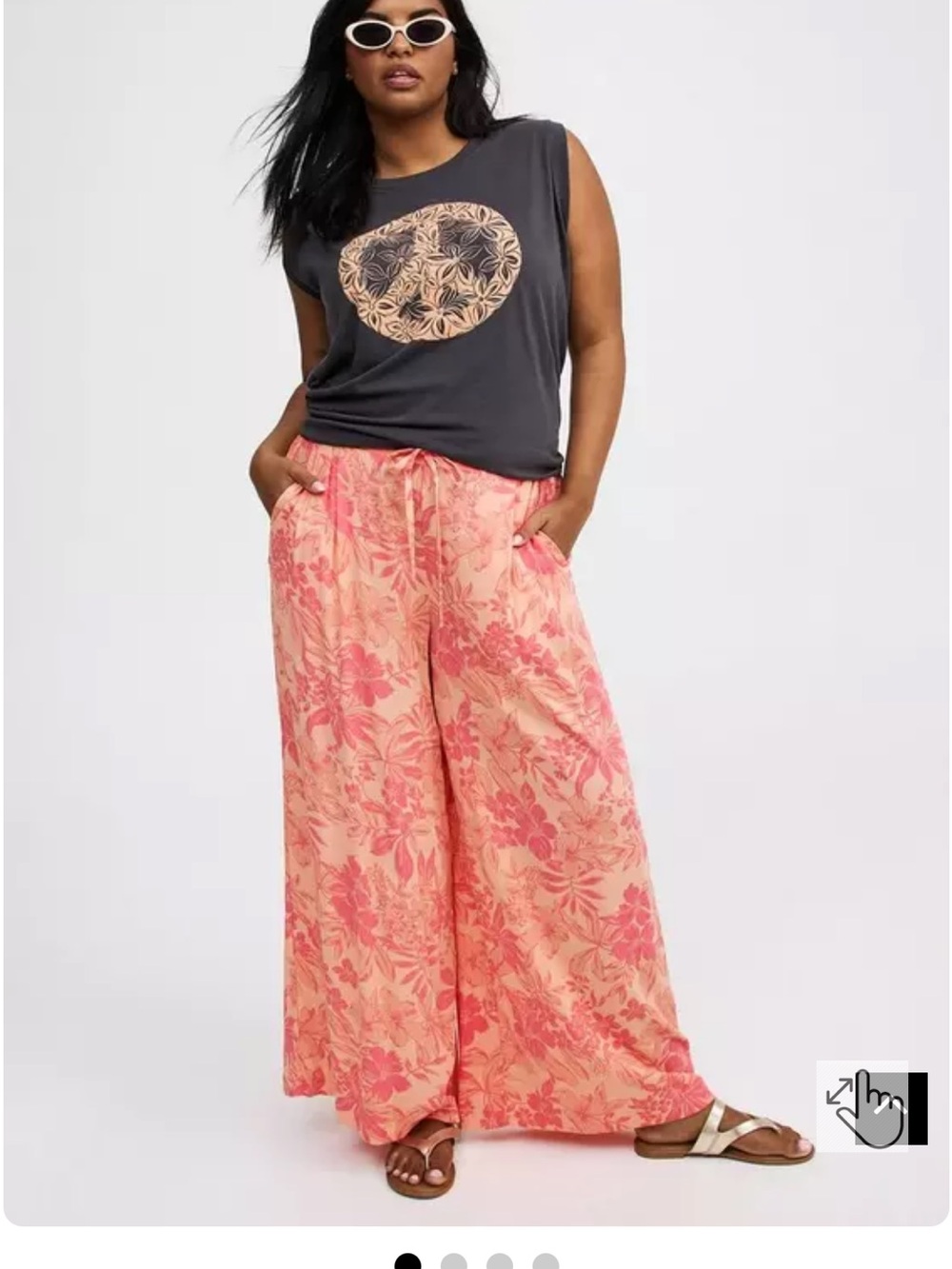 Torrid Summer Outfit - Gauze Wide Leg Pants and Peace Tank Size 2
